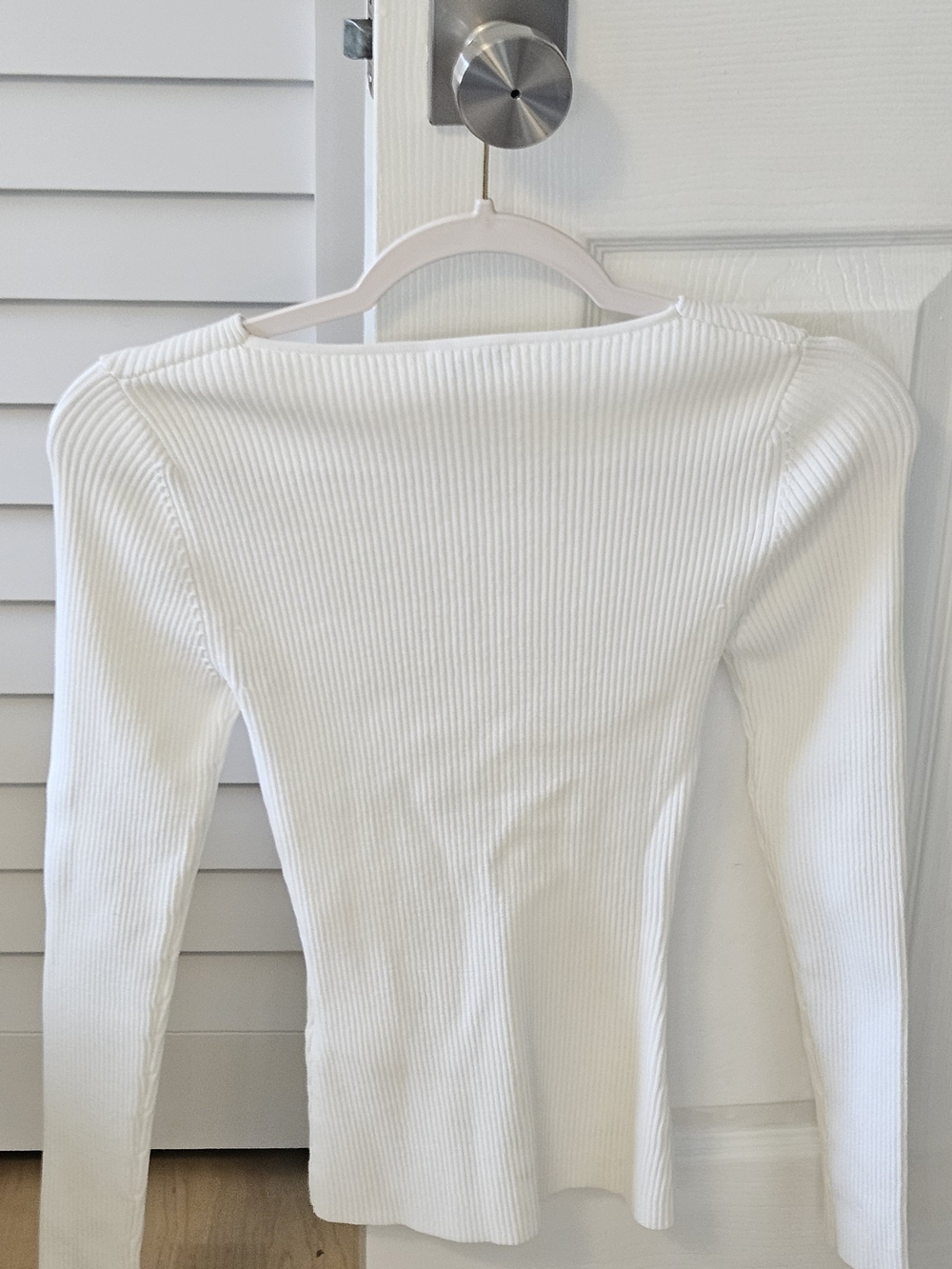 NWT Reiss White Asymmetric Ribbed Long Sleeve Knit Top - Picture 3 of 3